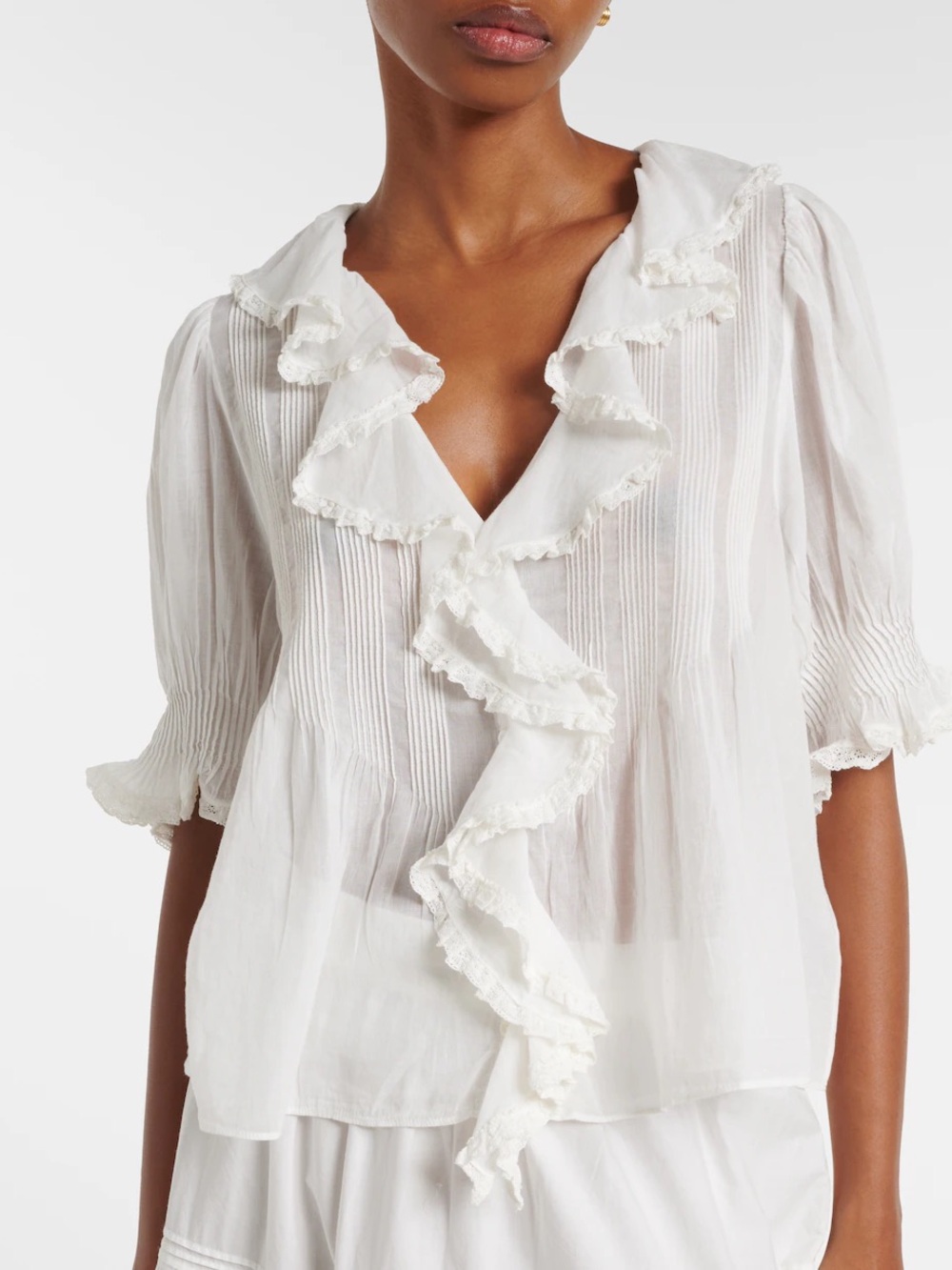 Doen Small Henri Top White Salt Cotton Voile